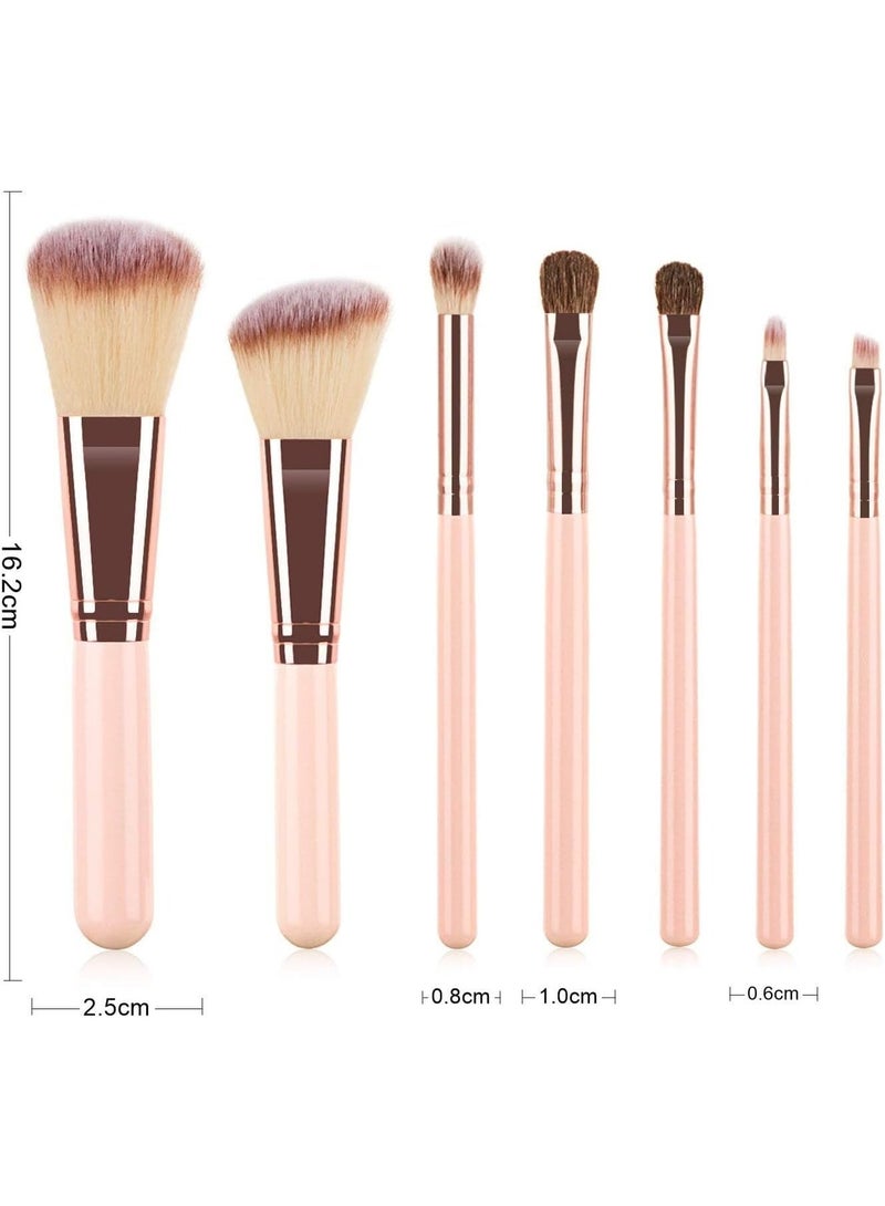 ChicAbode Makeup Brushes Set Professional 7PCS, Premium Synthetic Foundation Brush, Eyebrow and Lip Brush, Beauty Tools Kit for Women, Holder Package for Travel Makeup and Women Gifts (Beige) - Image 2